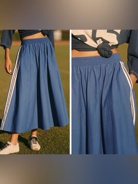 Anthropologie Daily Practice Side Stripes Circular Midi Skirt